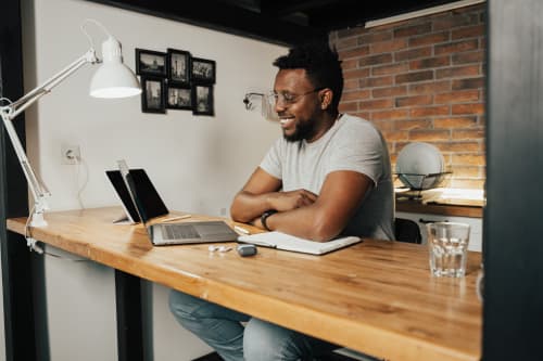 man working on computer