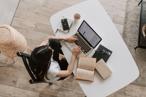 woman working on laptop