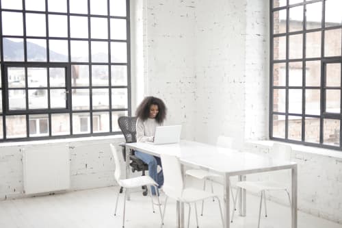 woman working on laptop