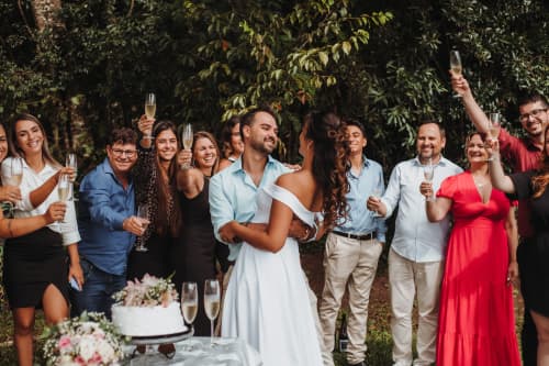 Family celebrating newlyweds