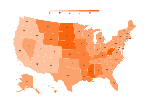 Number of hospital beds per state