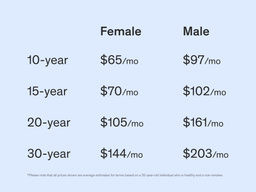 Life Insurance Rates by Age Chart