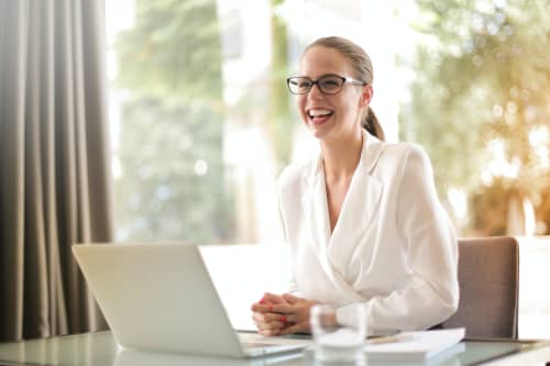 woman working on computer