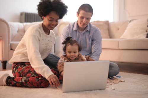 young couple with toddler