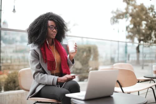 woman working on computer