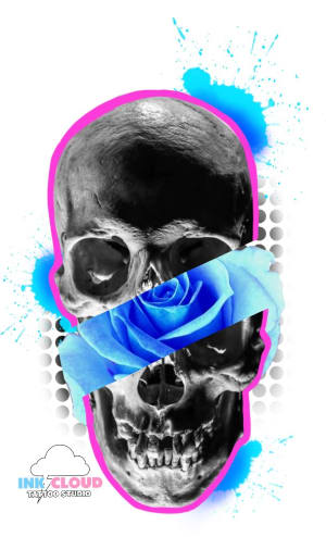 Image of Skull with pop of colour 