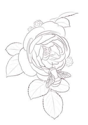 Image of rose / bee. arm or leg only!