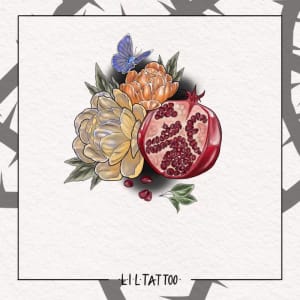 Image of Peonies and pomegranate