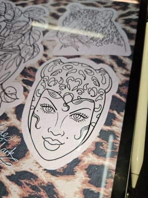 Image of Lady in Leopard: blackwork