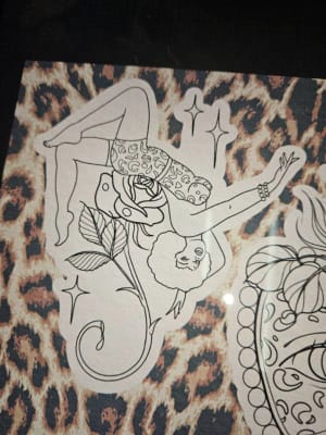 Image of Women and rose: blackwork