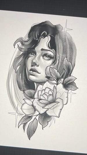 Image of lady head with flower 