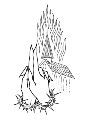 Image of burning church 