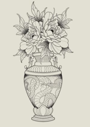 Image of Snake Vase with Peonies