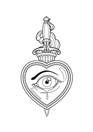 Image of Dagger & crying eye Sacred Heart