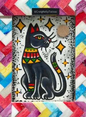 Image of Bastet Cat - 8 x 5 cm (Colour or Black)