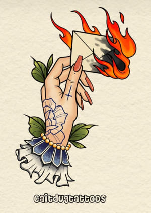 Image of Burning letter hand