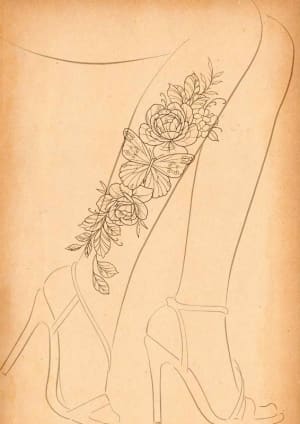 Image of Peony and butterfly (placement can be changed)