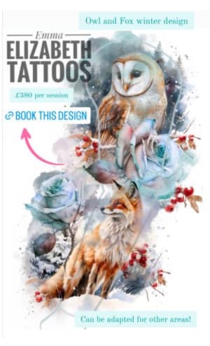 Image of Owl and Fox winter concept 