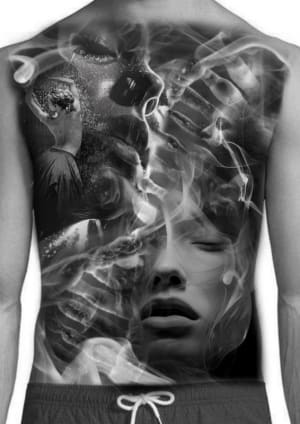 Image of Black & Grey Back Piece 