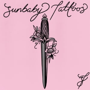 Image of wooden dagger and flowers