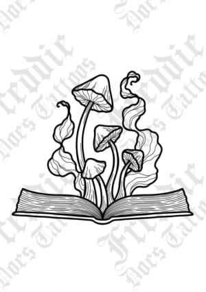 Image of Mushrooms & smoke open book