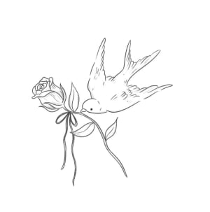 Image of Bird and rose 8x9cm