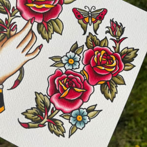 Image of Rose with butterfly