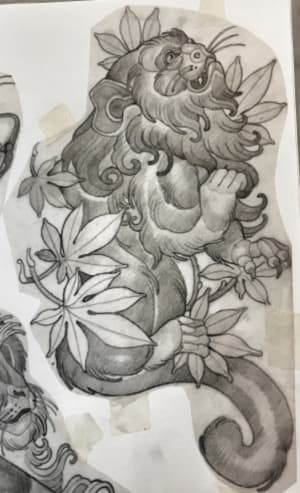 Image of Monkey with leaves (large)