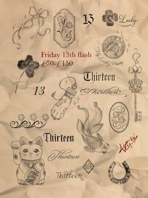 Image of Gothic “thirteen” script (middle right)