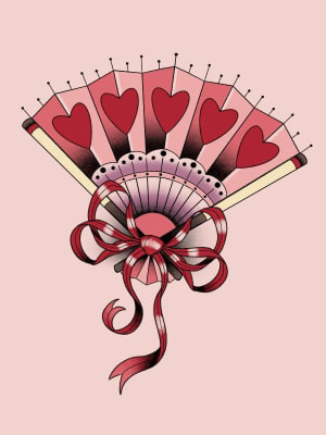 Image of Éventail Sensu aux Cœurs/ Red Heart Sensu