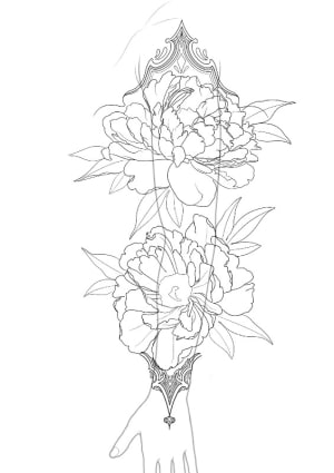 Image of Peony Sleeve with Ornamentals