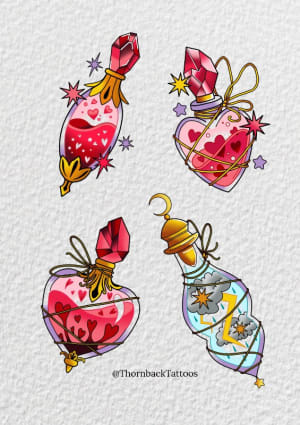 Image of Colourful potion bottles 