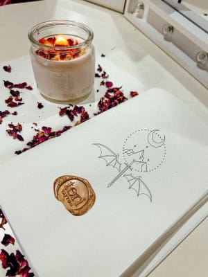 Image of Fantasy Dragon and Moon- Detailed, palm size