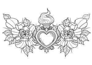 Image of Sacred Heart & peonies 