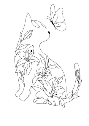 Image of Floral Cat approx 8cm