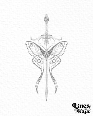 Image of Moth and Sword design