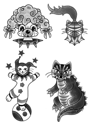 Image of Poodle n cats