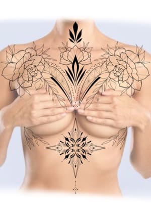 Image of Floral and dot work chest piece . £350 per day session 