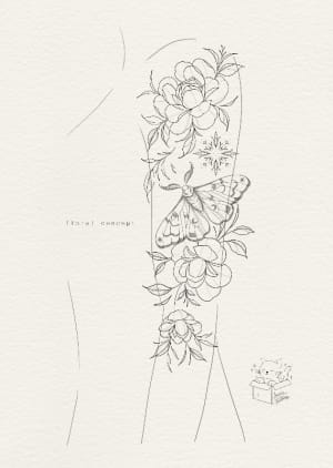 Image of Moth/Floral Half Sleeve