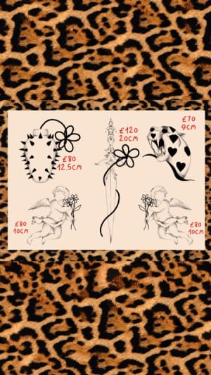 Image of MIXED STYLE - SPIKEY VASE, SWORD, HEART LEOPARD ANS CHERUBS