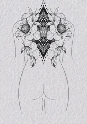 Image of Peony & Mandala back piece