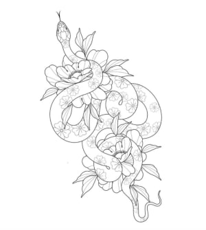 Image of Snake and flowers.