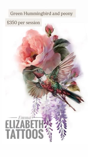 Image of Green Hummingbird and Peony (priced per session) 