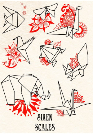 Image of Origami with red florals