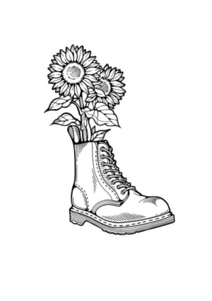 Image of Boot with sunflowers