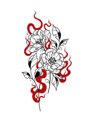 Image of Florals with red flames