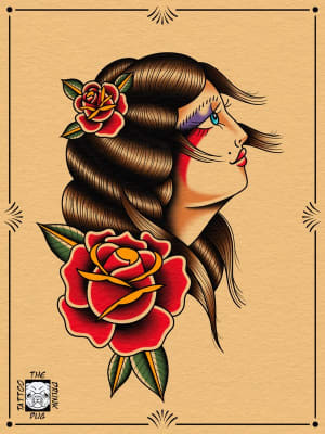 Image of Lady head with roses