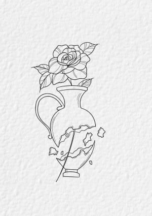 Image of Rose in broken vase