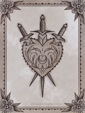 Image of 3 of Swords Floral