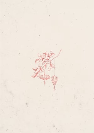 Image of Lantern cherry blossom branch - 15cm 